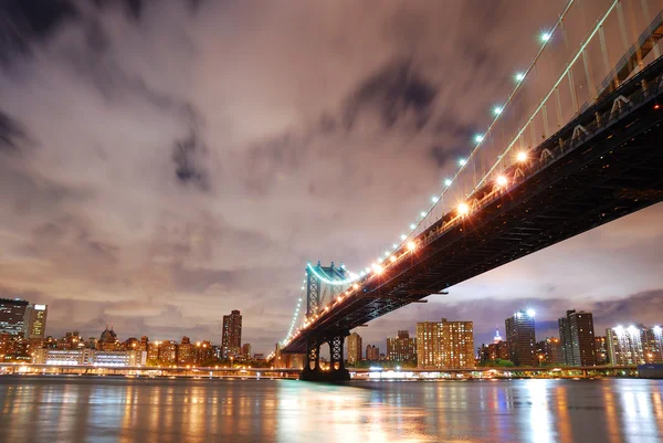 Nowym Jorku manhattan bridge nad rzeką hudson — Zdjęcie stockowe