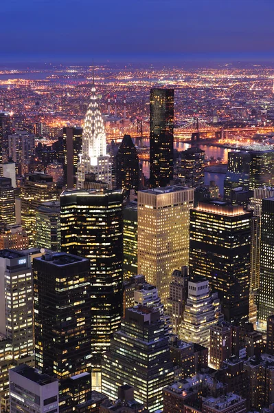 Nova Iorque Manhattan skyline vista aérea ao entardecer — Fotografia de Stock