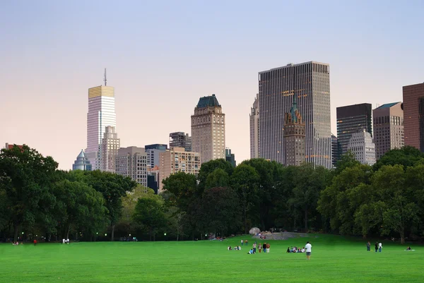 New York'taki central park alacakaranlıkta panorama adlı — Stok fotoğraf
