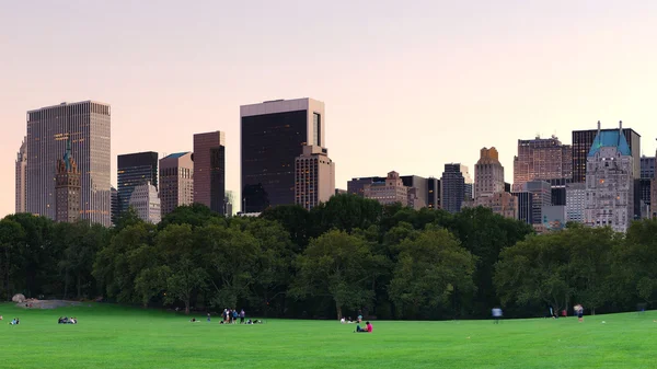 New york city central parku w zmierzchu panorama — Zdjęcie stockowe