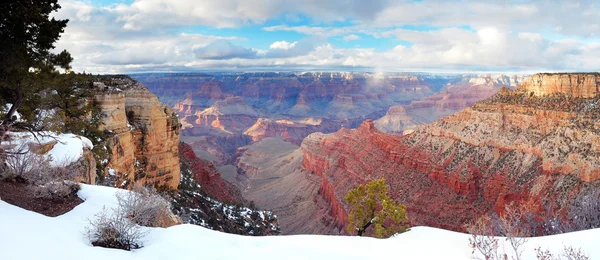 Grand Canyon Panoramablick im Winter mit Schnee — Stockfoto