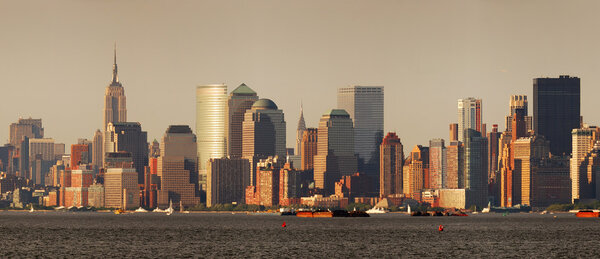 New York City Manhattan skyline panorama with Empire State Building over Hudson River