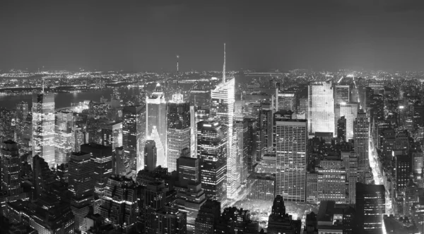 New York'un manhattan kez skyline havadan görünümü panoram kare — Stok fotoğraf