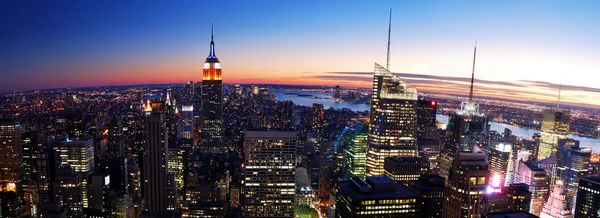 Манхеттен Нью-Йорк skyline Панорама — стокове фото