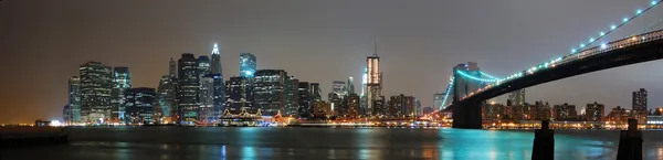 纽约城夜全景 — 图库照片