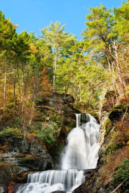 Autumn Waterfall in mountain clipart