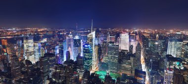 Manhattan panorama at night clipart