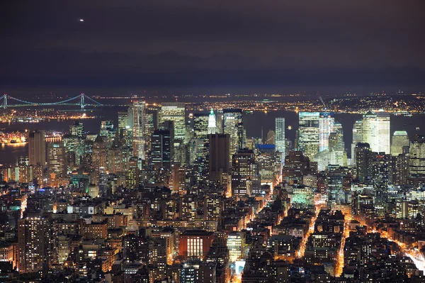 न्यूयॉर्क सिटी मॅनहॅटन आकाशातील हवाई दृश्य डस्क येथे — स्टॉक फोटो, इमेज