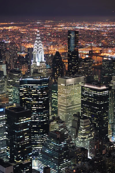 Vista aérea del horizonte de Nueva York Manhattan al atardecer —  Fotos de Stock