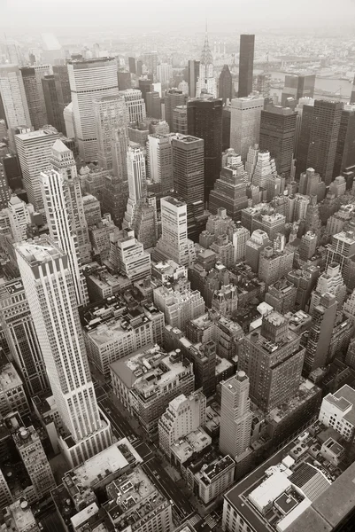 New York Manhattan skyline vue aérienne noir et blanc — Photo
