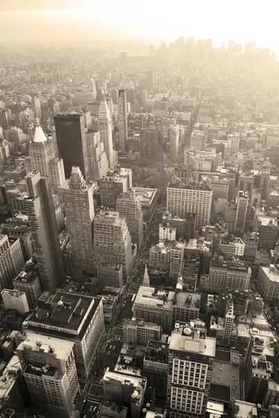 Nova Iorque Manhattan skyline vista aérea preto e branco — Fotografia de Stock