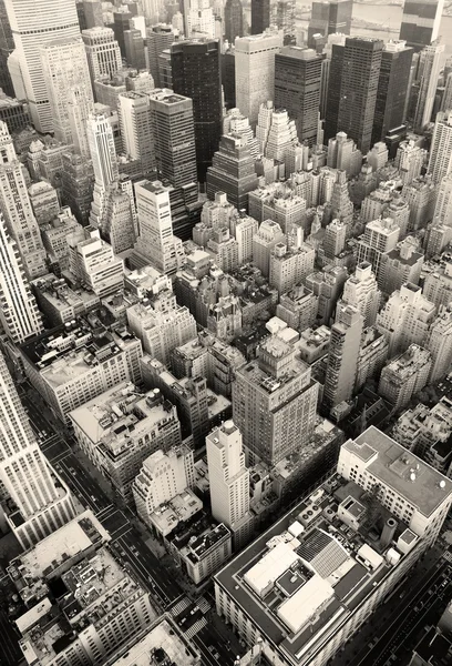 New Yorks manhattan skyline Flygfoto svart och vitt — Stockfoto