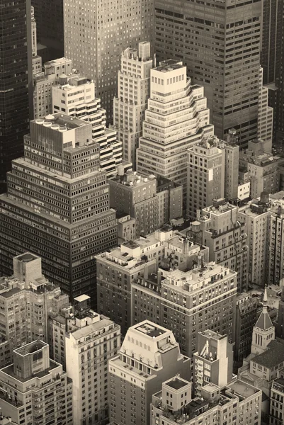 Vista aérea del horizonte de Nueva York Manhattan en blanco y negro — Foto de Stock