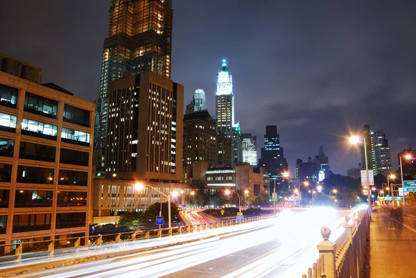 Νυχτερινή άποψη Μανχάταν, Νέα Υόρκη — Φωτογραφία Αρχείου