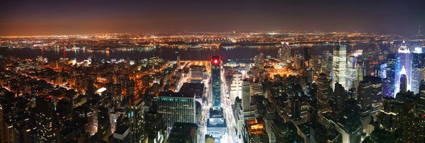 New York City Manhattan skyline aerial view panorama at sunset — Stock Photo, Image