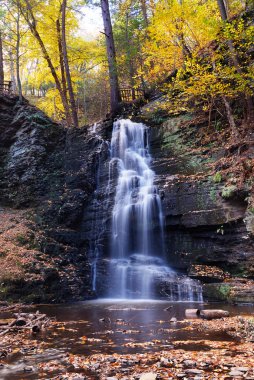 Autumn Waterfall in mountain. clipart