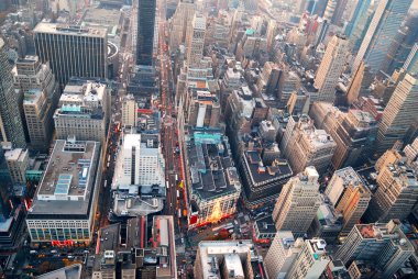 New York'un manhattan skyline havadan görünümü