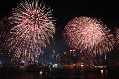 New York City Manhattan fireworks show clipart