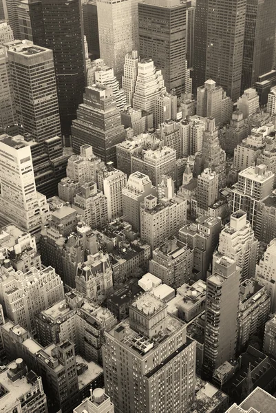 Манхеттен Нью-Йорк skyline пташиного польоту чорно-білі — стокове фото