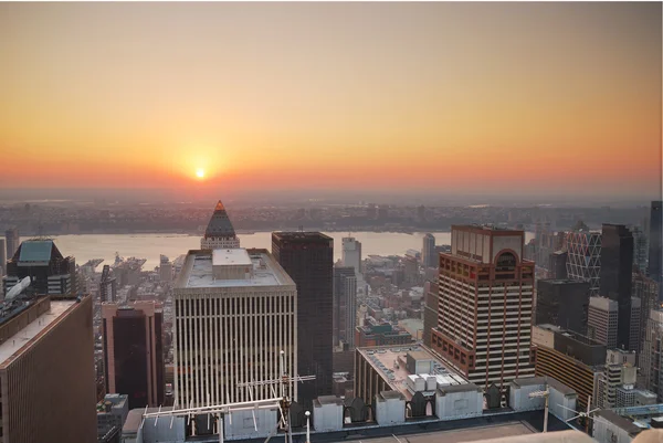 Nowym Jorku manhattan zachód słońca — Zdjęcie stockowe