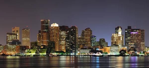 Βοστώνη νύχτα Πανόραμα — Φωτογραφία Αρχείου