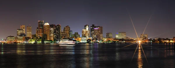 Boston downtown panorama, gece — Stok fotoğraf