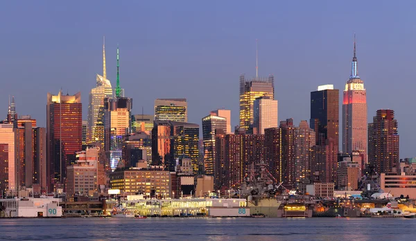 New York'un manhattan günbatımı panorama — Stok fotoğraf