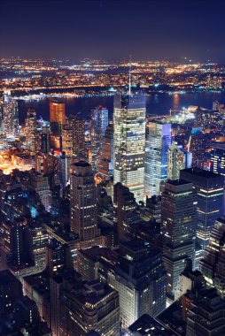 New York City aerial view at night clipart