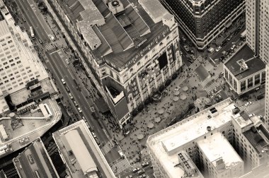 New York City Manhattan street aerial view black and white clipart