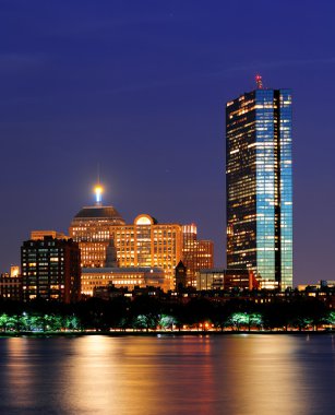 Boston Charles River at dusk clipart