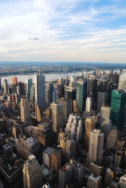 Manhattan sonnenuntergang über hudson river — Stockfoto