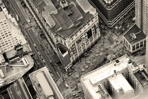 Vista aérea de la calle Manhattan de Nueva York en blanco y negro — Foto de Stock