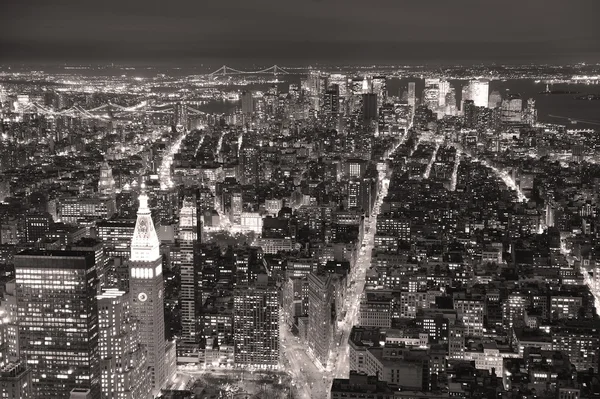 New York City Manhattan skyline vista aerea al tramonto nero e wh — Foto Stock