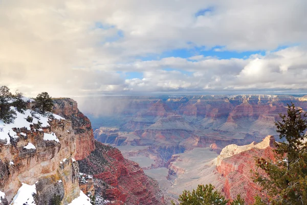 Grand canyon panoramatický výhled v zimě pod sněhem — Stock fotografie