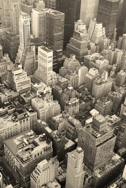 New Yorkban manhattan látképének légi felvétel fekete-fehér — Stock Fotó