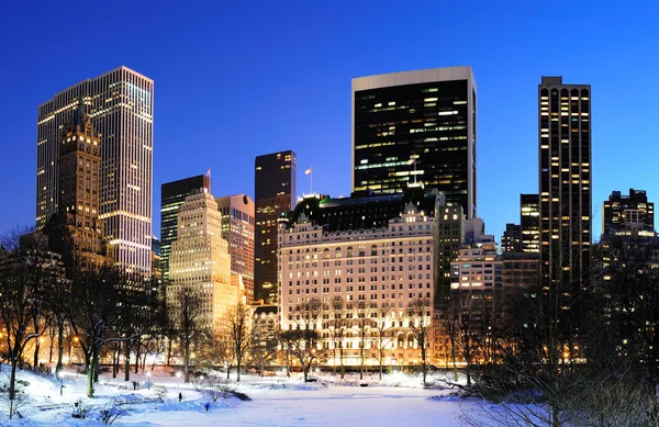 New York'un manhattan central park panorama kış — Stok fotoğraf