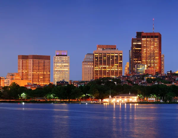 Boston city på natten — Stockfoto