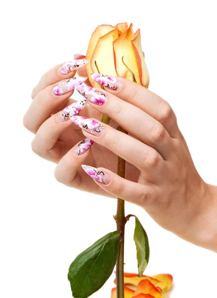 Nails and flower — Stock Photo, Image
