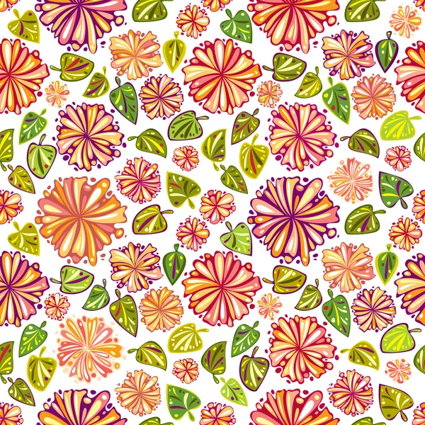 Blumen und Blätter nahtloses Muster. — Stockvektor