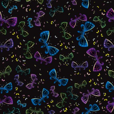 Night butterflies seamless pattern. clipart