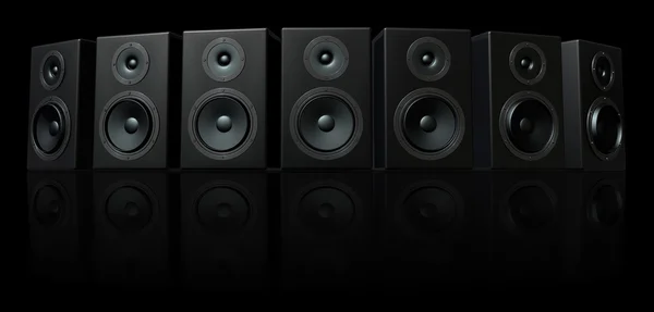 Render 3D czarny głośniki — Zdjęcie stockowe