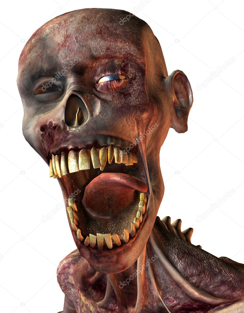 Rotten head of a zombie