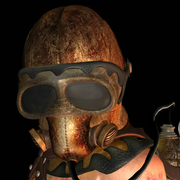 Close-up woman with an old gas mask — Stock Photo, Image