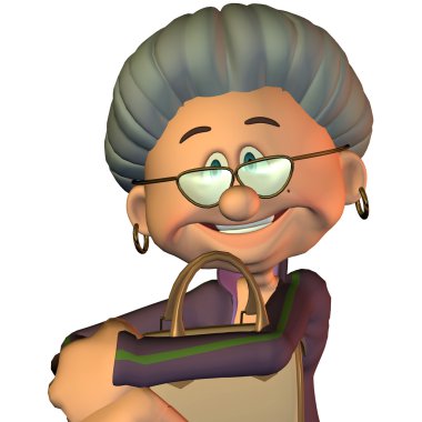Grandma with bag clipart