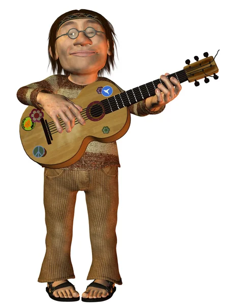 Hippie with a guitar — Stock Photo, Image