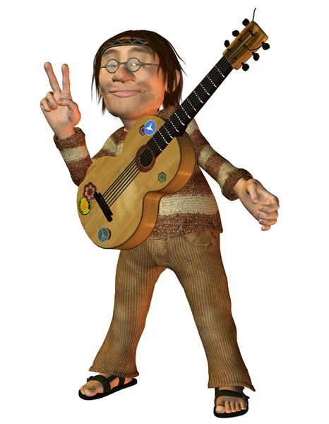 Mann mit Gitarre und Friedensbotschaft — Stockfoto