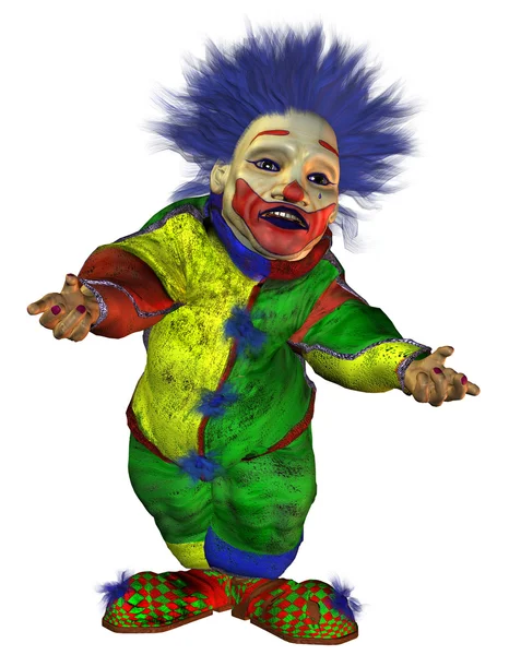 Ausgeflippter Clown mit einladender Geste — Stockfoto