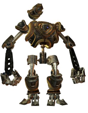 Fighting robots in Steampunk style clipart