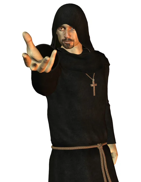 Mnich z gestem zaprasza — Zdjęcie stockowe