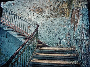 Old dilapidated staircase clipart
